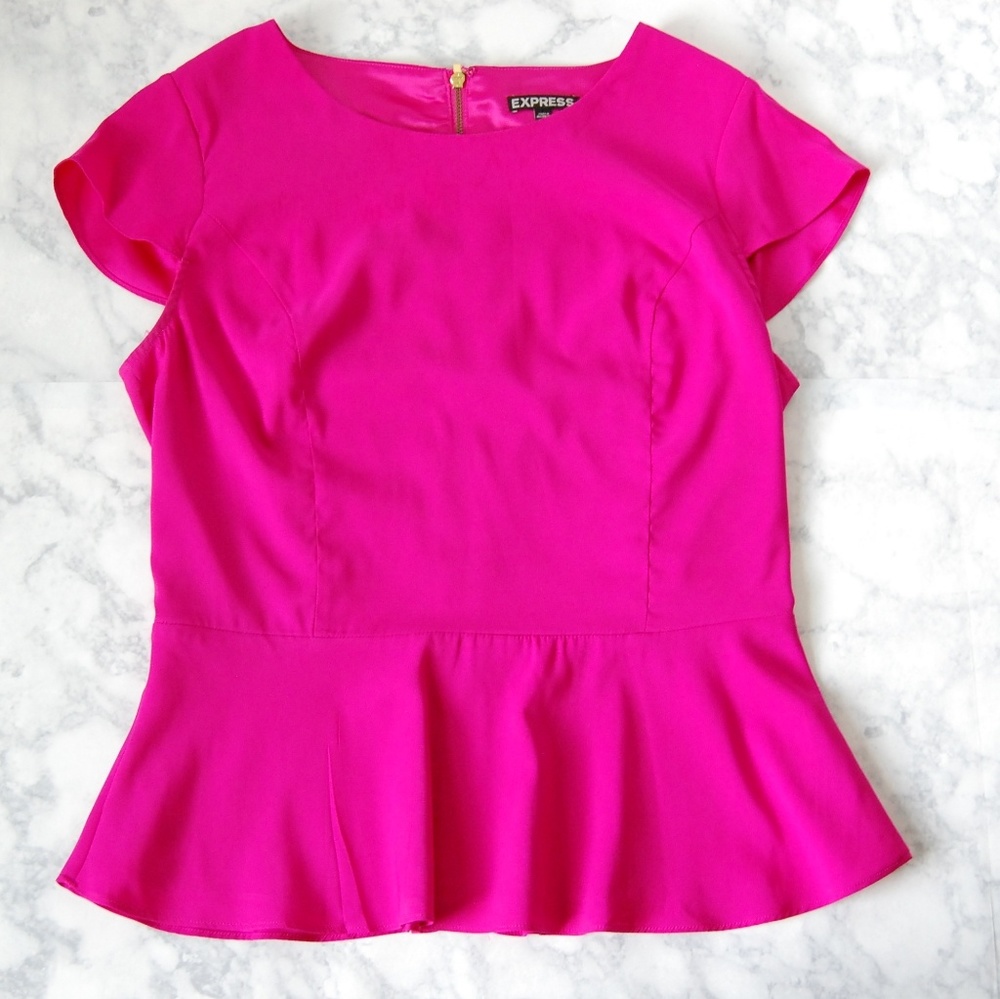 Express Hot Pink Peplum Shirt